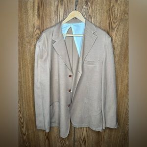 Men’s Barry Bricken 70% Silk 30% Linen Tan Blazer Size 42R